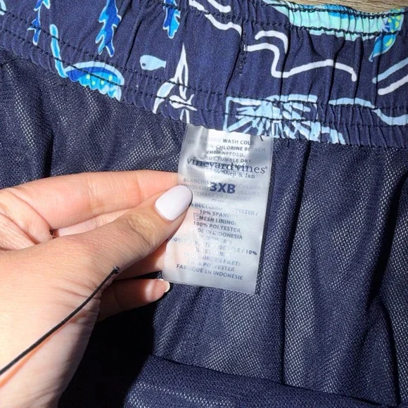 Vineyard Vines Chappy Swim Trunks Blue Marine Pattern Men's 3XB - Picture 4 of 6